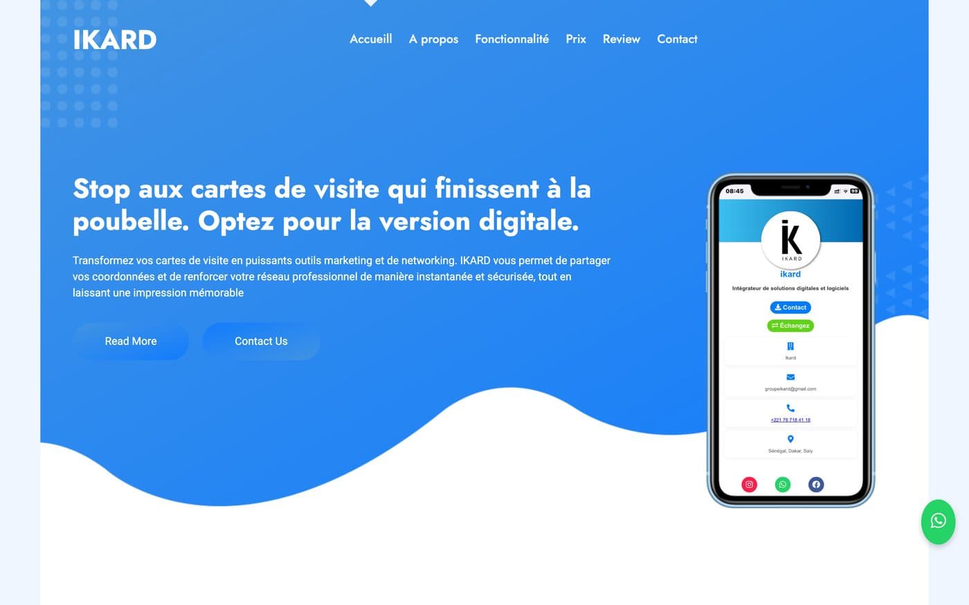 Page d'accueil du site de Groupe IKARD sur ordinateur